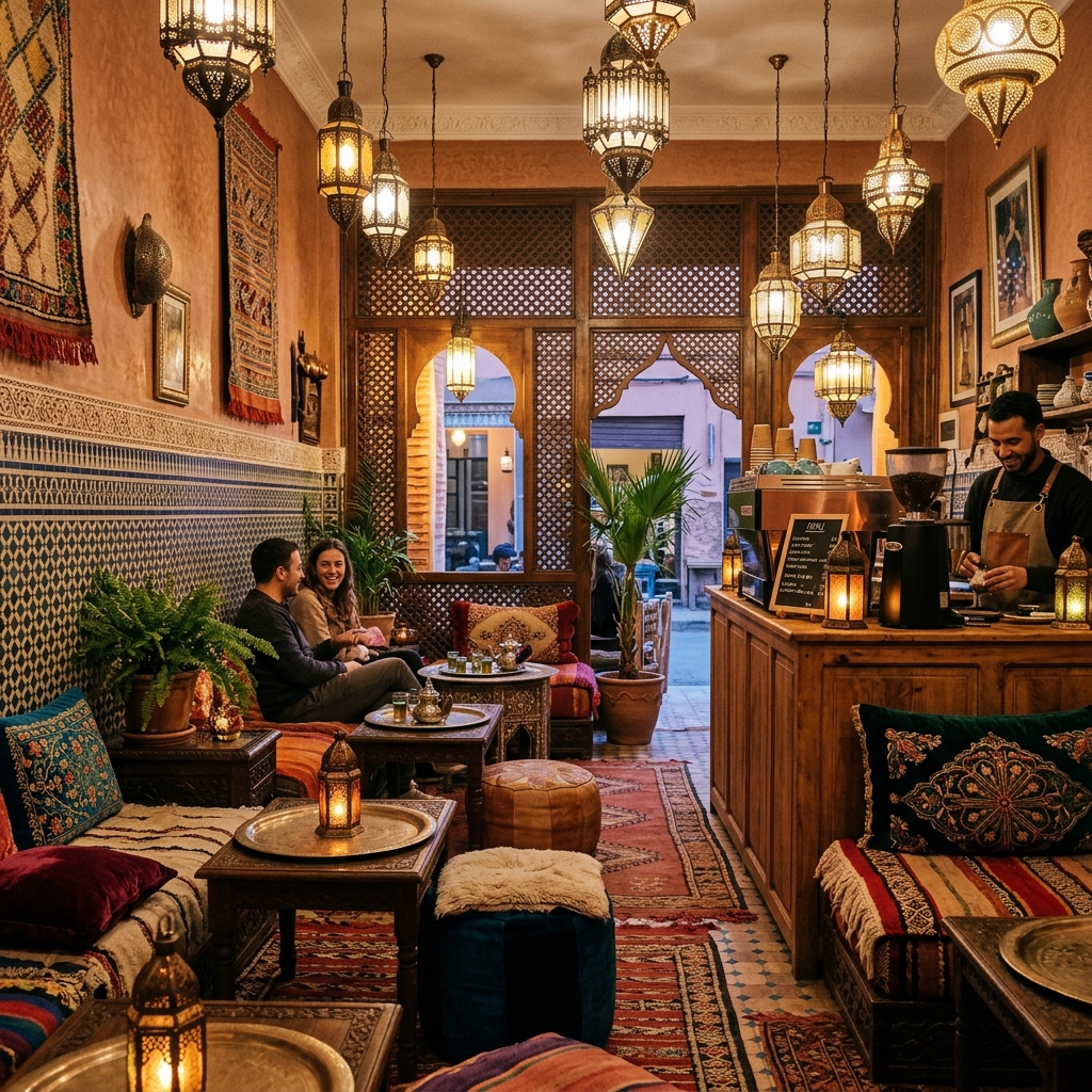 Lantern details at Café Ajyad